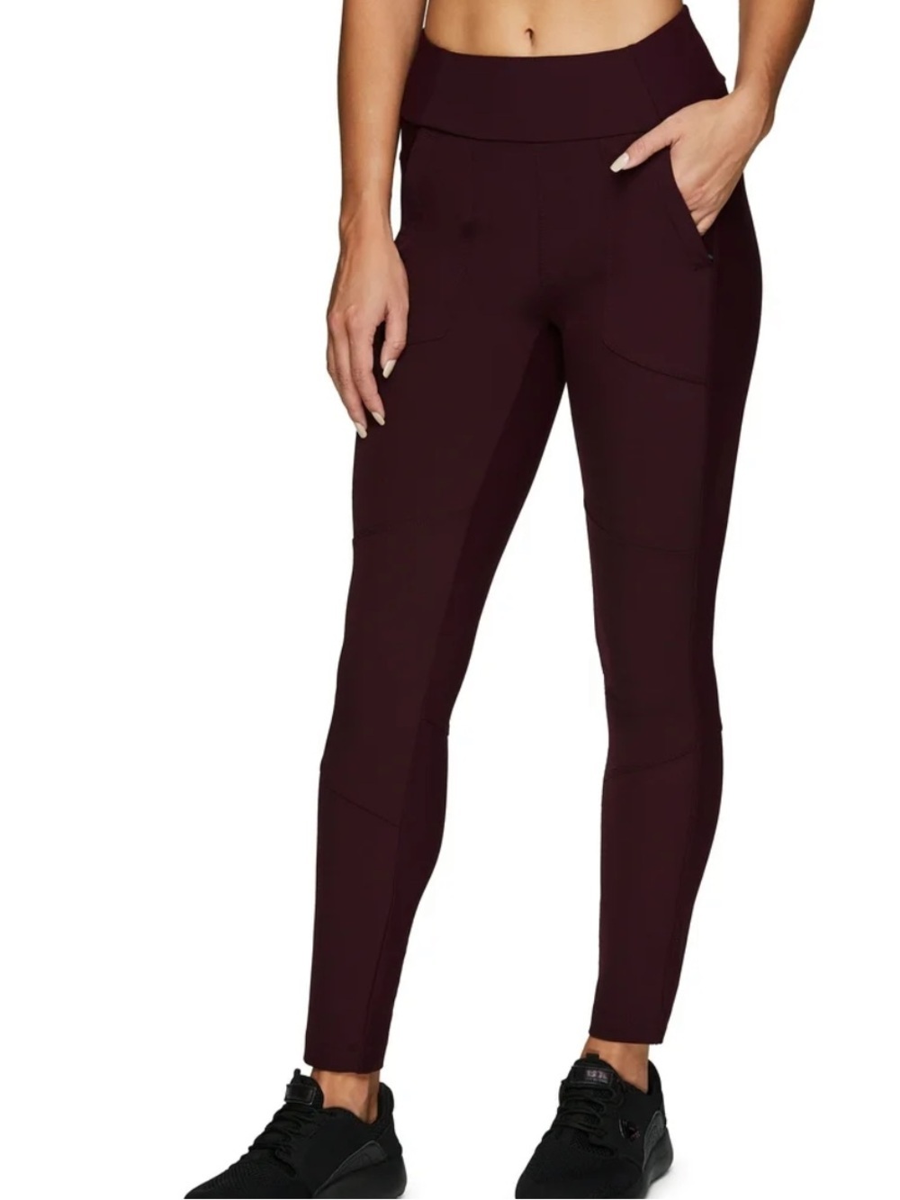 Avalanche Slim Fit Hybrid Stretch Woven Knit Athleisure Pants Maroon Sz M